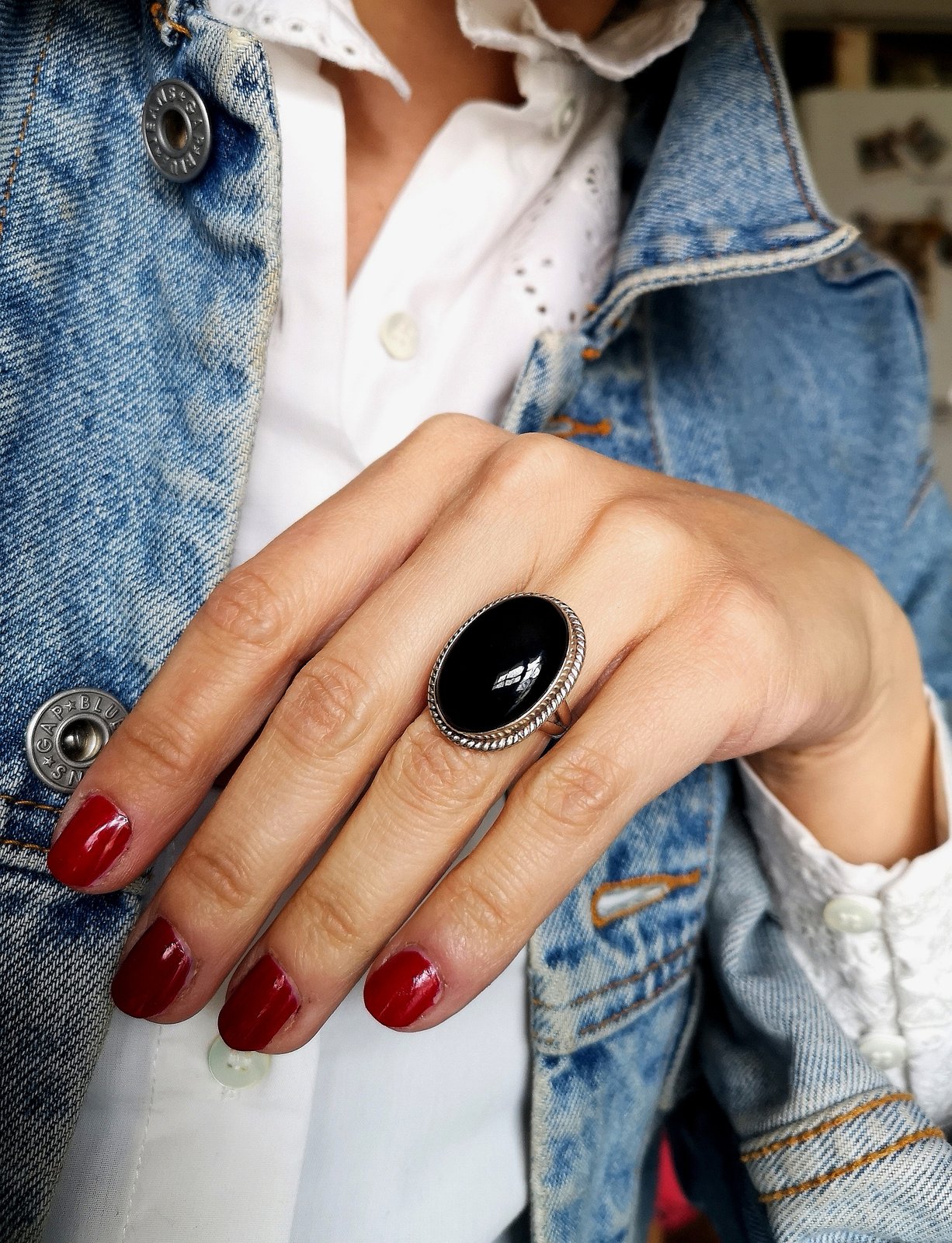 narayan Bague obsidienne taille 52 ref. 6011